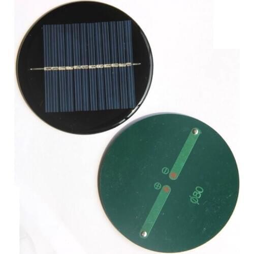 0.5W 6V Solar Panel Polycrystalline Diameter 80MM Round DIY Solar Charger For 3.7V Battery Light Epoxy Study Kits 100pcs