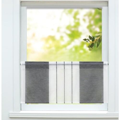 1PCS Half Curtain Stripe Printed Voile Window Tiers for Living Room Kitchen Short Tulle 4 Colors Fashion