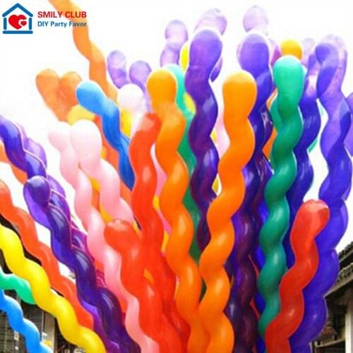 100pcs Screw Twisted Latex Balloon Spiral Thickening Long Balloon Bar KTV Party Supplies Strip Shape Balloon Inflatable Toys