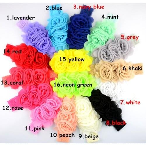 16pcs/lot DIY Boutique Lace Headband with Chiffon Rosette Flower girl Headband Christmas Gift 16 Colors FDA222