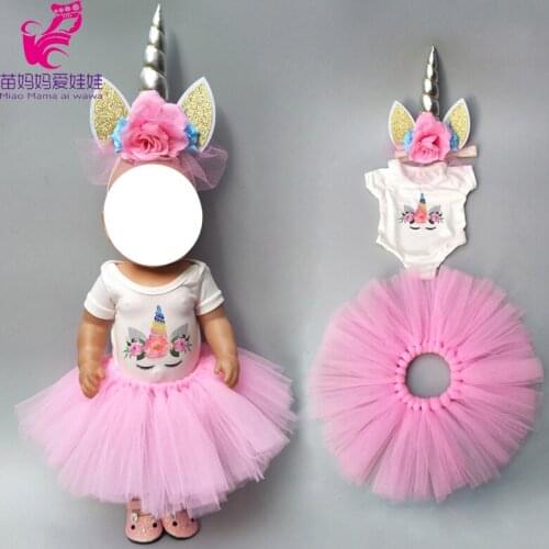 18 inch doll dress for 43cm Baby doll unicorn pink princess dress doll clothes for 17" doll jacket kids gifts
