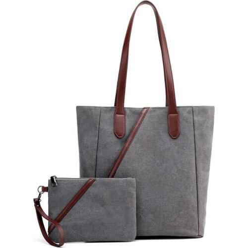 2PCS/Set Large Capacity Composite Bag Canvas Casual Sac A Main Femme Handbags Women Designer Shoulder Bag
