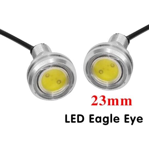 2PCS Parking Light 23mm Eagle Eye Led Car Lights Daytime Running Light DC12V 3W Fog Tail lamp Reverse Lamp Silver Shell