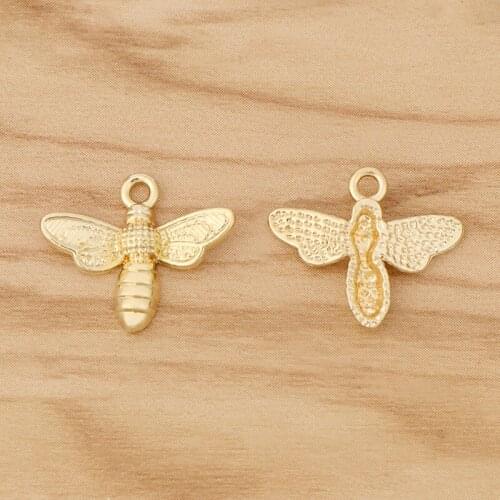 20 Pieces Gold Color Honeybee Bumble Bee Charms Pendants Beads for Bracelet Earrings Jewellery Making 20x16mm