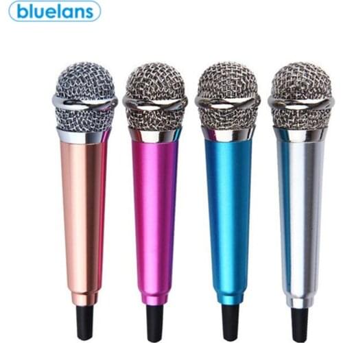 Universal 3.5mm Stereo Studio Mini Condenser Microphone Phone Karaoke Mic with Stand for iPhone Android
