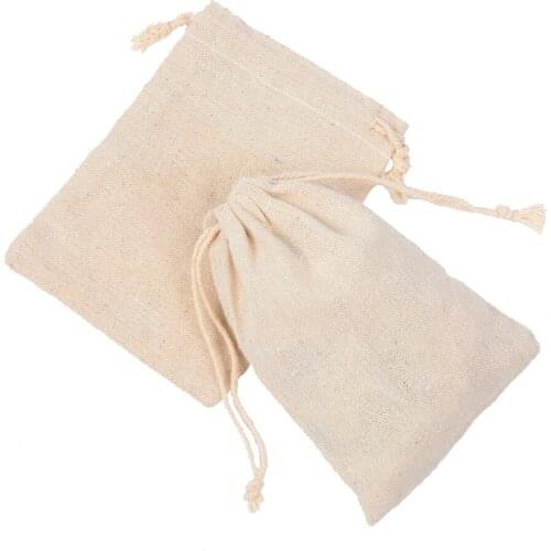 50pcs Jute Cotton Drawstring Bags for Wedding Favor Christmas Gift Bag Rustic/Folk/Americana/Country-Christmas 10*14cm