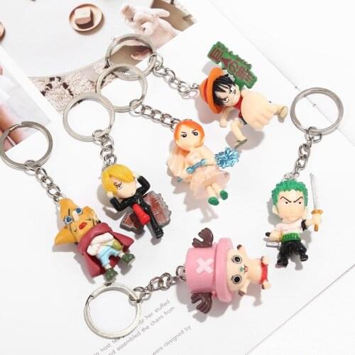 6pcs/lot Creative Cartoon Animation Japanese Animation Character Sea Thief Wang Lufei Qiao Ba Doll Key Chain Hanging Toys