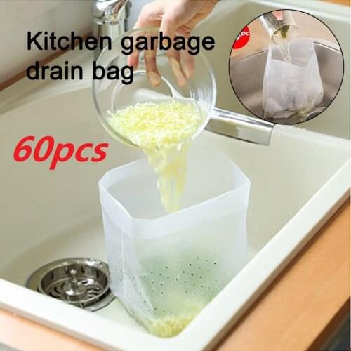 60pc Kitchen Sink Leftovers Filter Bag Large Sink Sink Filter Water Filter Bag Kitchen Anti-blocking Funnel Garbage Filter Bag