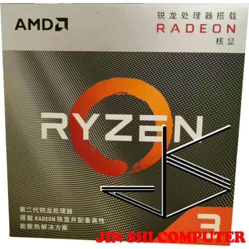 AMD Ryzen 3 3200G R3 3200G 3.6 GHz Quad-Core Quad-Thread 65W CPU Processor L3=4M YD3200C5M4MFH Socket AM4 New and have fan