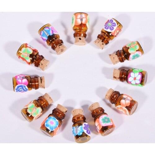 DHL Free 600pcs/lot 0.5ml Colorful Butterfly Fimo Essential Oil Bottles Mini Amber For Gift Clay Glass With Cork Pendant