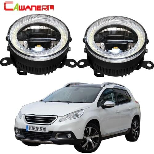 Cawanerl For 2013-2018 Peugeot 2008 Car LED Fog Light Daytime Running Lamp DRL Angel Eye 12V Styling 2 Pieces