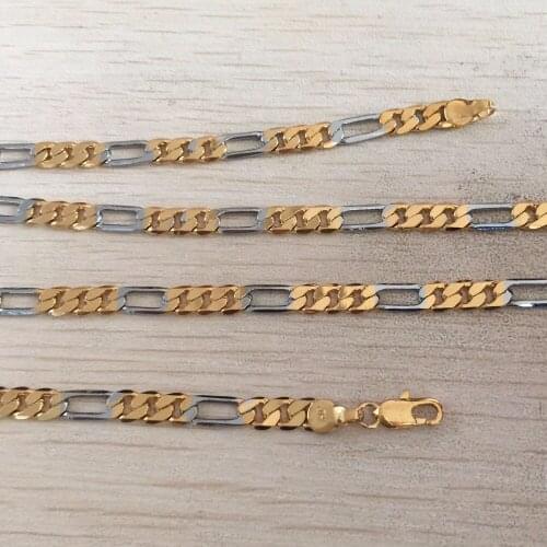 Rock men hiphop style Extra long 60cm 6mm womens mens figaro chain gold silver color pendant necklace summer jewelry