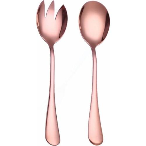 Home Cutlery Set Stainless Steel Dinner Set Fruit Salad Spoon Fork Set Tableware Mirror Rose Gold Dinnerware Silverware Flatware