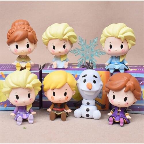 Disney 7piece Frozen Anna Elsa princess and the prince Kristoff Olaf Action Figure Toys Gifts for Kids Collection Model