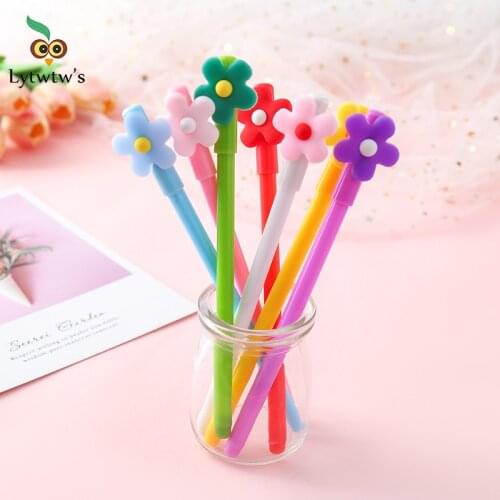 1 Pcs Lytwtws Korean Stationery Kawaii Cute Candy Flower Creative School Office Supplies Gel Pen Gift sweet pretty lovely funny