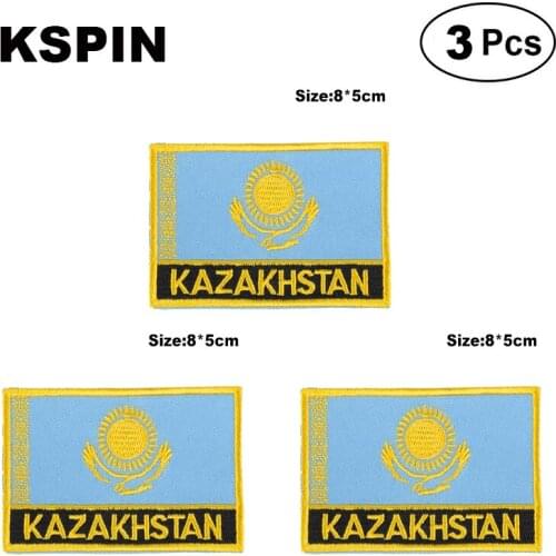 Kazakhstan Rectangular Shape Flag patches embroidered flag patches national flag patches for clothing DIY Decoration