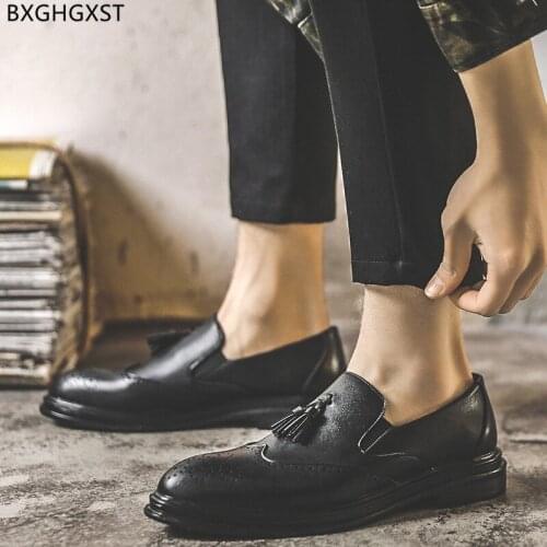 Penny Loafers Men Dress Shoes Formal Office Shoes Men Tassel Brogues Men Leather Shoes Business Oxford Designer Classic Wedding