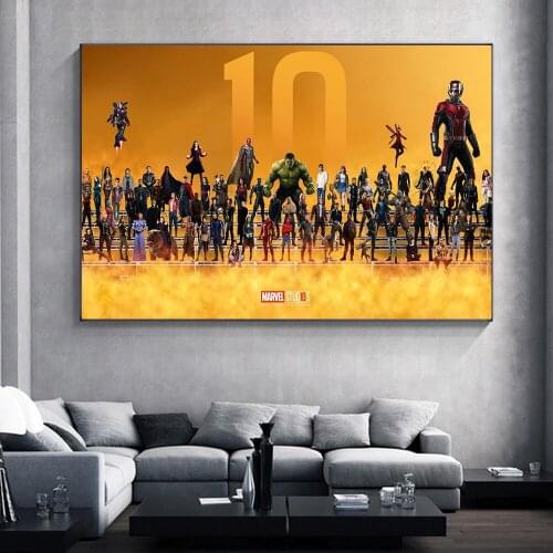 Marvel Movie Creative 10th Anniversary Collection Poster Avengers Assemble Canvas Painting Living Room Home Decoration Art Decor