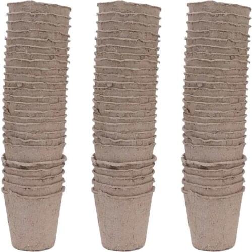 100Pcs 8cm Round Flowerpot Paper Peat Succulent Flowerpot Seedling Cup Garden Accessories