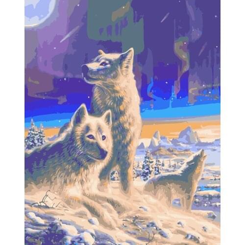 MaHuaf-i737 world of wild wolves painting by numbers animal DIY oil digital paint by number kits canvas painting for home decor
