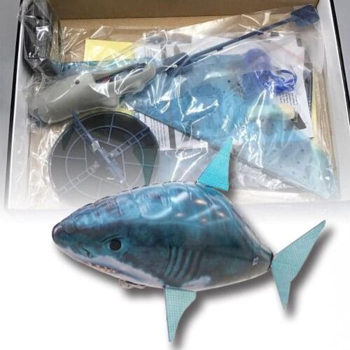 Inflatable Remote Control Shark Toys Infrared Rc Flying Swimming Toy Toy Plane Gifts Air Balloons Kids Air Fish Children N0N9