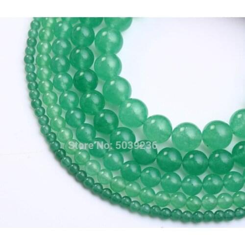 Wholesale Shallow Green Jades Beads Natural Stone Loose Spacer Beads for Jewelry Making Necklace Bracelet DIY 4-12mm