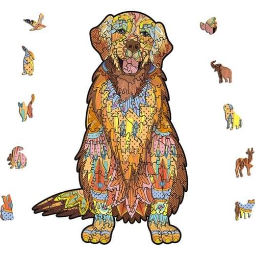 New Golden Retriever Wooden Puzzles 3D Toys Children Education Cartoon Puzzle Game Adults Stress Relif DIY Jigsaw Puzzle Gifts