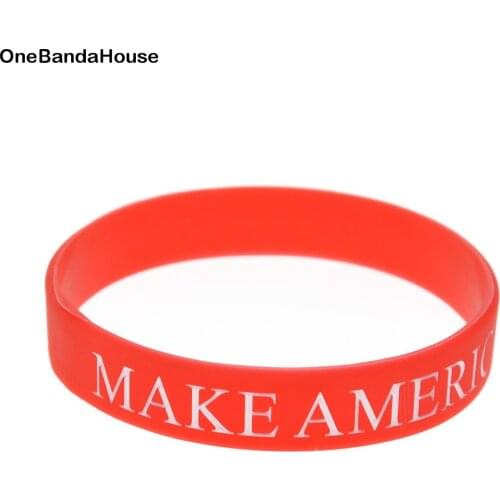 OBH 50PCS Make America Great Again Silicone Wristband Red Debossed and Filled in Color