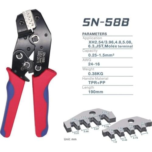 Crimping tool for DuPont 2.54 2.8 3.96 4.8 6.3 Tube/Insulation Terminals JST ZH1.5 2.0PH 2.5XH connecto Electrical Clamp Tools