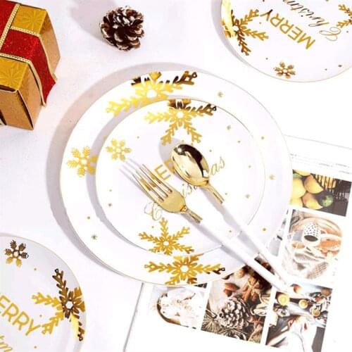 Disposable Plastic Dinner Plate Party Childrens Factory Special Selling Snow Tableware Christmas Party Holiday Party Tableware