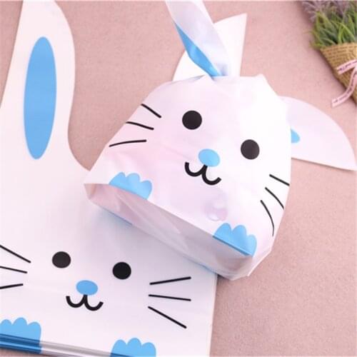 Wholesale 50pcs/lot 20x33cm Christmas Candy Gift Bags Sacchetti Plastica for Cookie Lovely Rabbit Ear Gift Packaging