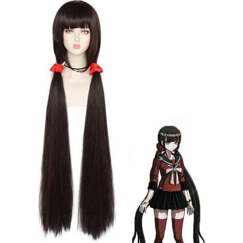 Harukawa Maki Cosplay Wig Game Danganronpa V3 Costume Black Long Straight Play Wigs Halloween Costumes Hair With Hairband