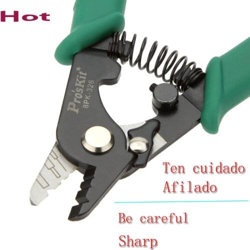 Proskit 8PK-326 clamp Fiber stripping pliers Tri-Hole Fiber Optic Stripper FTTH coating Cable Slitter Tool kit Wire stripper