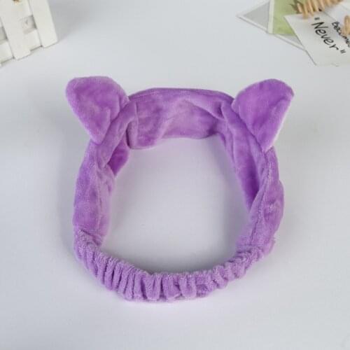 New Solid Elastic Velvet Cat Ear Headband Women and Girls Soft Cotton Hair Bands Hair Accessories Ornaments Hair Bands F0264