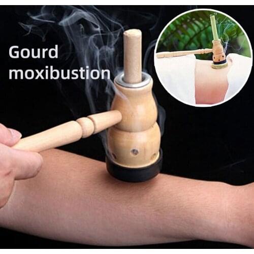 Gourd Moxibustion Moxa Moxibustion Artemisa 1 set Wooden Gourd Moxa Mugwort Moxibustion Box Gourd Device Massage