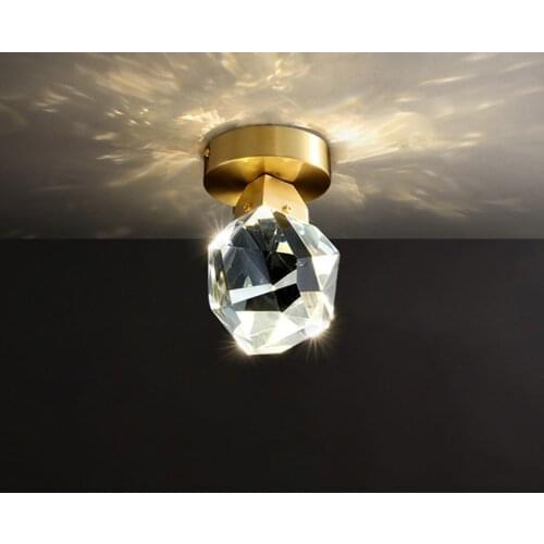 Luxury K9 Crystal ceiling light Postmodern bedroom aisle Corridor balcony light fixture restaurant cafe golden led ceiling lamp