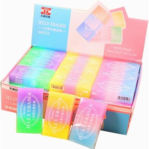 3PCS Cute Three-color jelly color eraser three-dimensional crystal school supplies eraser Q bomb jelly color students hot