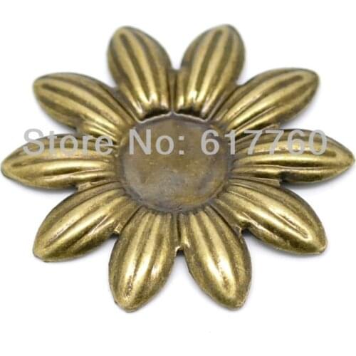 Free shipping-50Pcs Antique Bronze Filigree Flower Cabochon Setting DIY Connectors DIY Embellishments Findings 36x36mm J2687