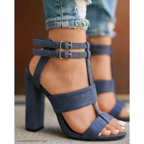 PUMPS 10.5cm 2020 summer European and American hollow sandals thick heels women sandals feet nude buckle strap sandals