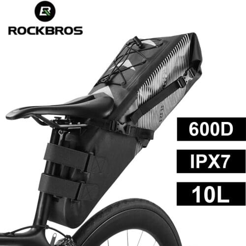 ROCKBROS Bicycle Bags Full Waterproof 10L Tail Bag Reflective Large Capacity Rear Seat Bag Road MTB Cycling