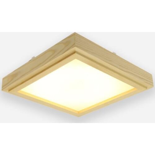 Japanese Style Tatami Wood Ceiling and Pinus Sylvestris Ultra-thin LED 30/33/43cm Wooden LED Lamp Square Ceiling Lamp Fixture
