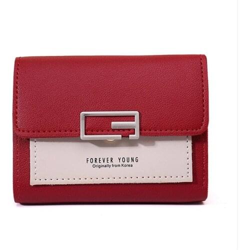 Women Short Wallets PU Leather Female Patchwork Purses Card Holder Coin Purse Fashion Girls Small Hasp Wallet Purse Clutch Bag