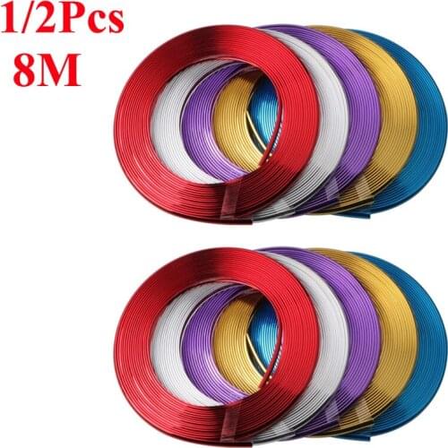 1/2x 8M Universal Flexible Car Interior Moulding Trim Strip Door Edge Moulding Trim Decor Tire Guard Line Wheel Rims Protector