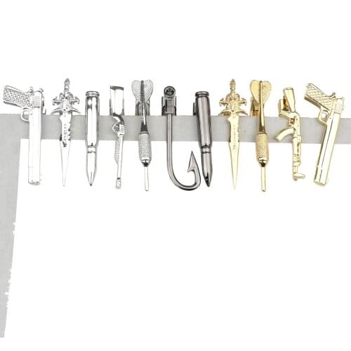 1 Piece Chrome Stainless Cute Beard Gun Bullet Metal Classy Tie Clip for Men Necktie Clips Pin For Mens Gift