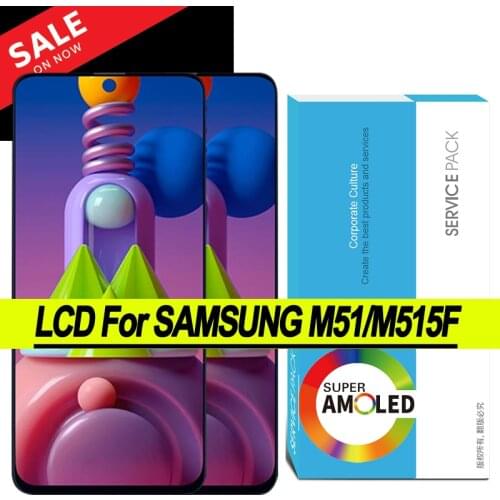 100% Original Amoled 6.7'' Display for Samsung Galaxy M51 M515 M515F M515F/DS Full LCD Touch Screen Digitizer Repair Parts
