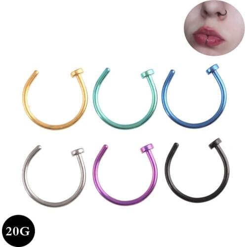 100 pcs Simple Design Rainbow Labret Rings Lip Hoop Nose Rings 316L Surgical Steel Nipple Nail Stud Body Piercing Jewelry