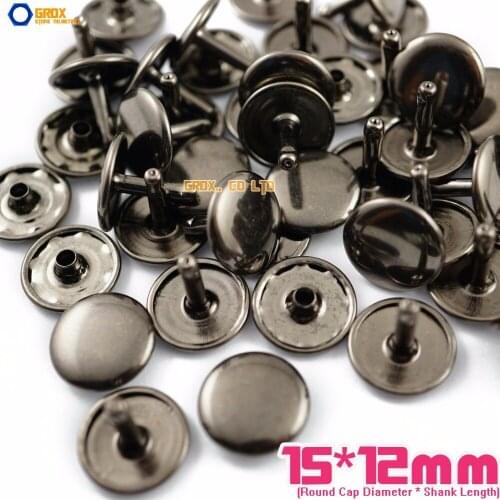150 set 15*12mm Gunmetal Double Cap Round Rapid Rivet Punk Leathercraft Rivet