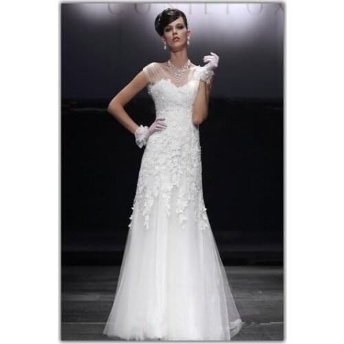 2021 Hot Sale Sheath Empire long tulle bridal dress Casamento Lace Sexy White/ivory Gown Sweetheart Bespoke Wedding Dresses