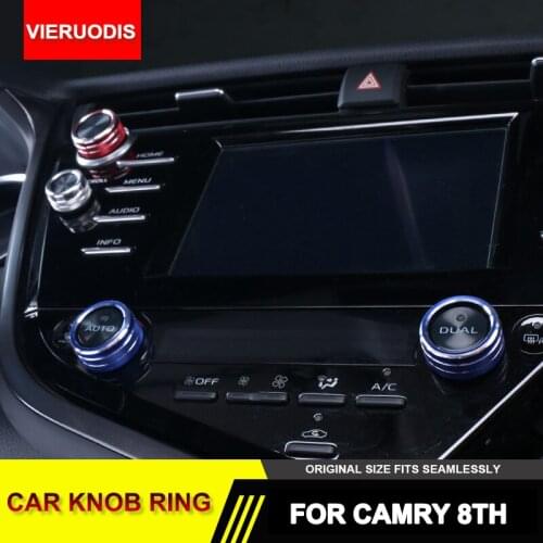 5pcs/set Car AC Knob Cover Ring Navigation Sound Air Conditioning Switch Buttons Ring Cover for Toyota Camry 8th Car styling
