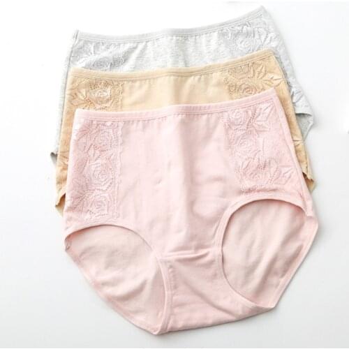 5pcs per packed High Waist Cotton underwear Womens Panties Comfortable Breathable brifes Ladies Underwear with lace